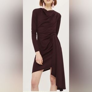 Topshop Dark Plum Drape Front Asymmetrical Crepe Dress Dress Size 6